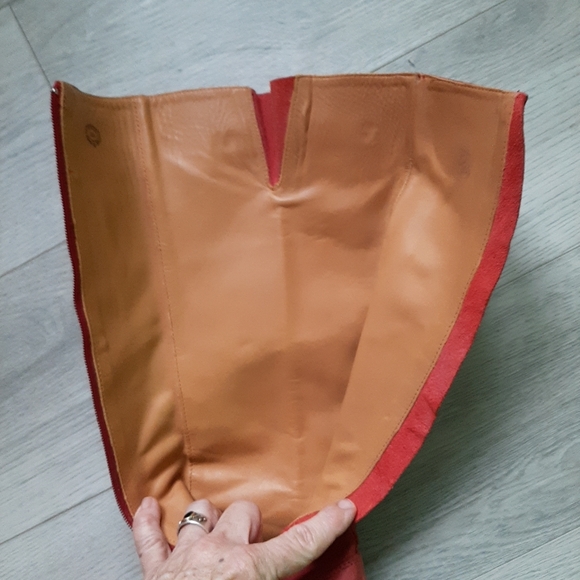 JOHN FLUEVOG Adriana Luna Red Leather Knee-High Boots Belted Harness Zipper 10 - Picture 9 of 16